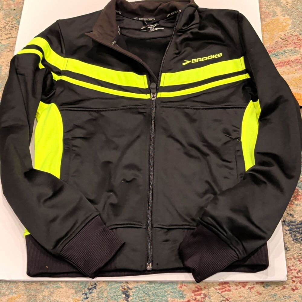 Brooks Nightlife For Women Colorblock Track Jacket Full-Zip Black/Yellow Size M